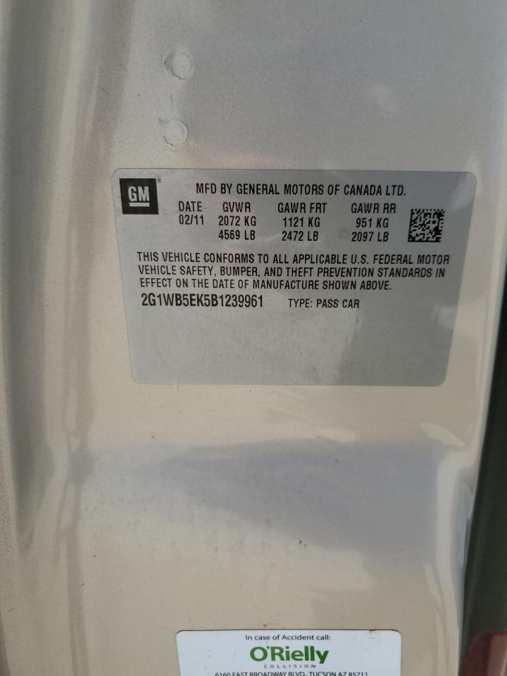 2011 Chevrolet Impala Lt VIN: 2G1WB5EK5B1239961 Lot: 62813174