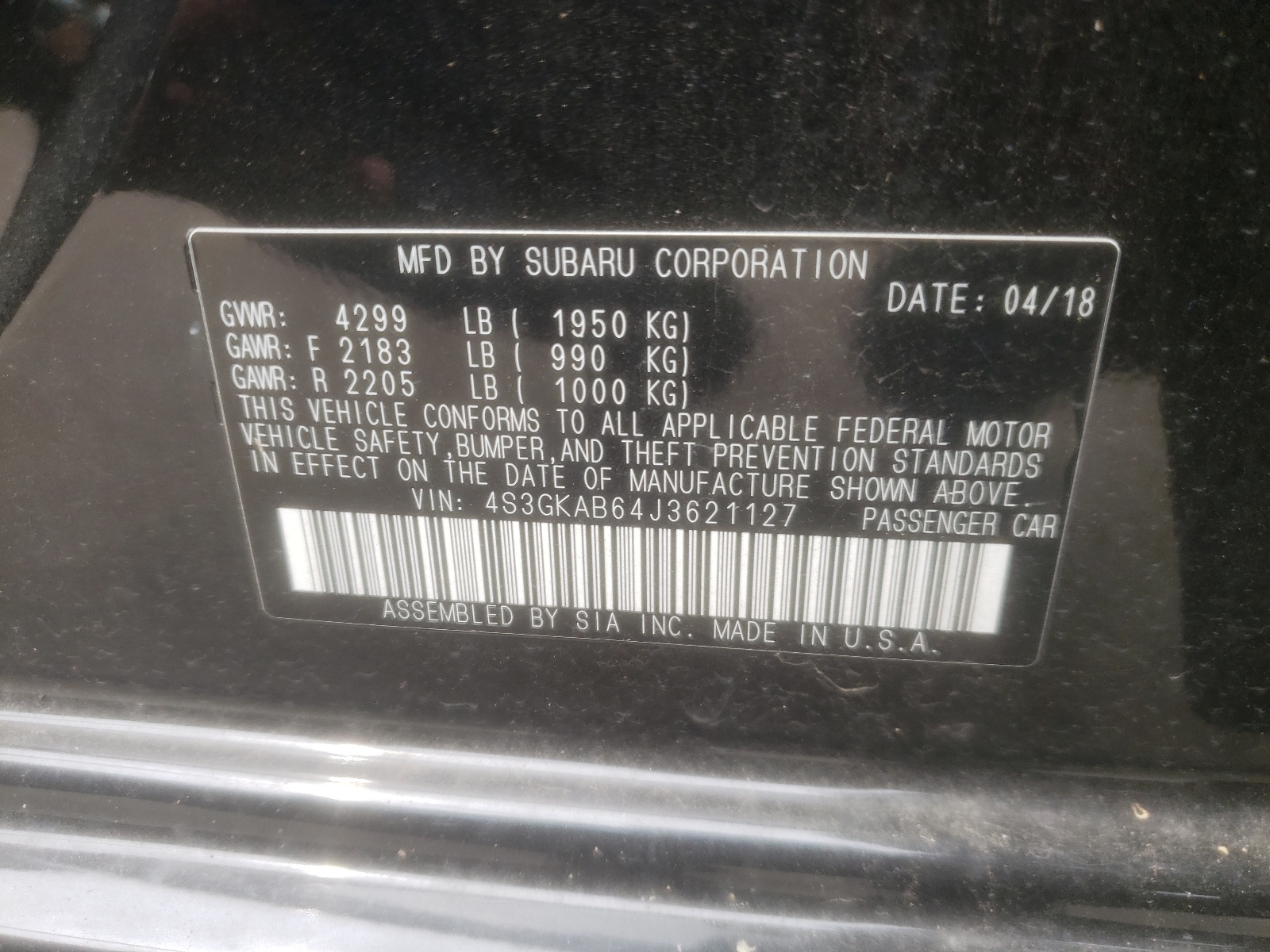 4S3GKAB64J3621127 2018 Subaru Impreza Premium