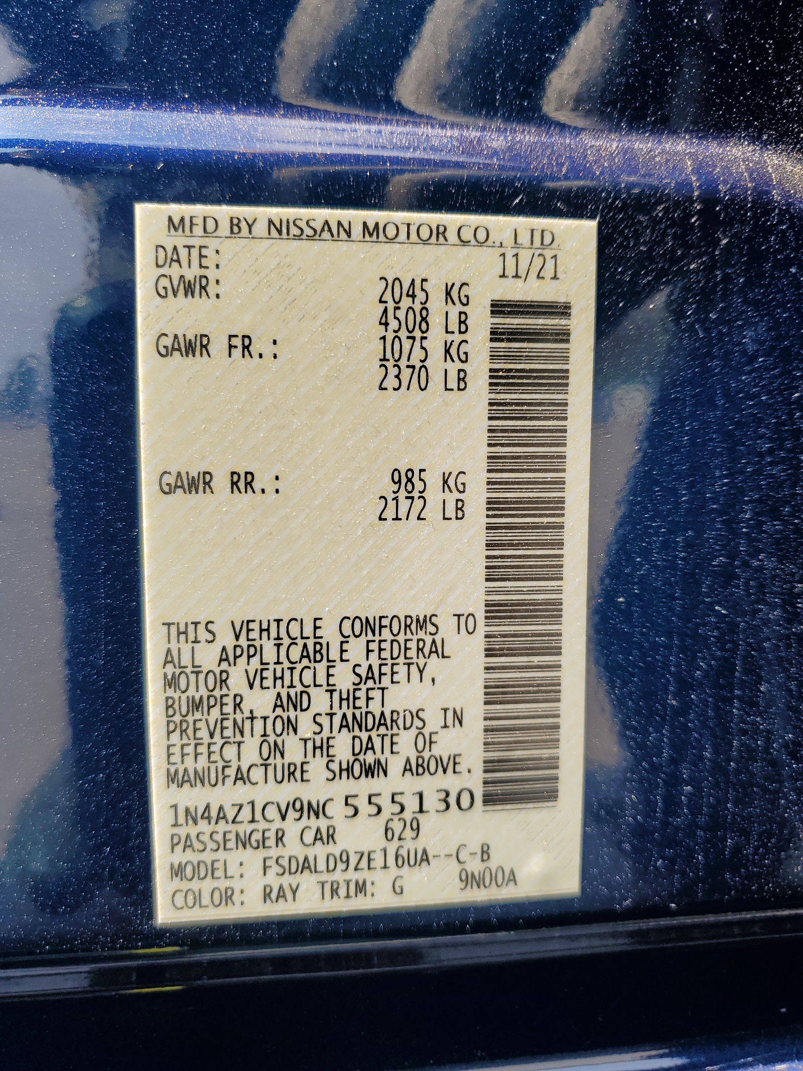 1N4AZ1CV9NC555130 2022 Nissan Leaf Sv