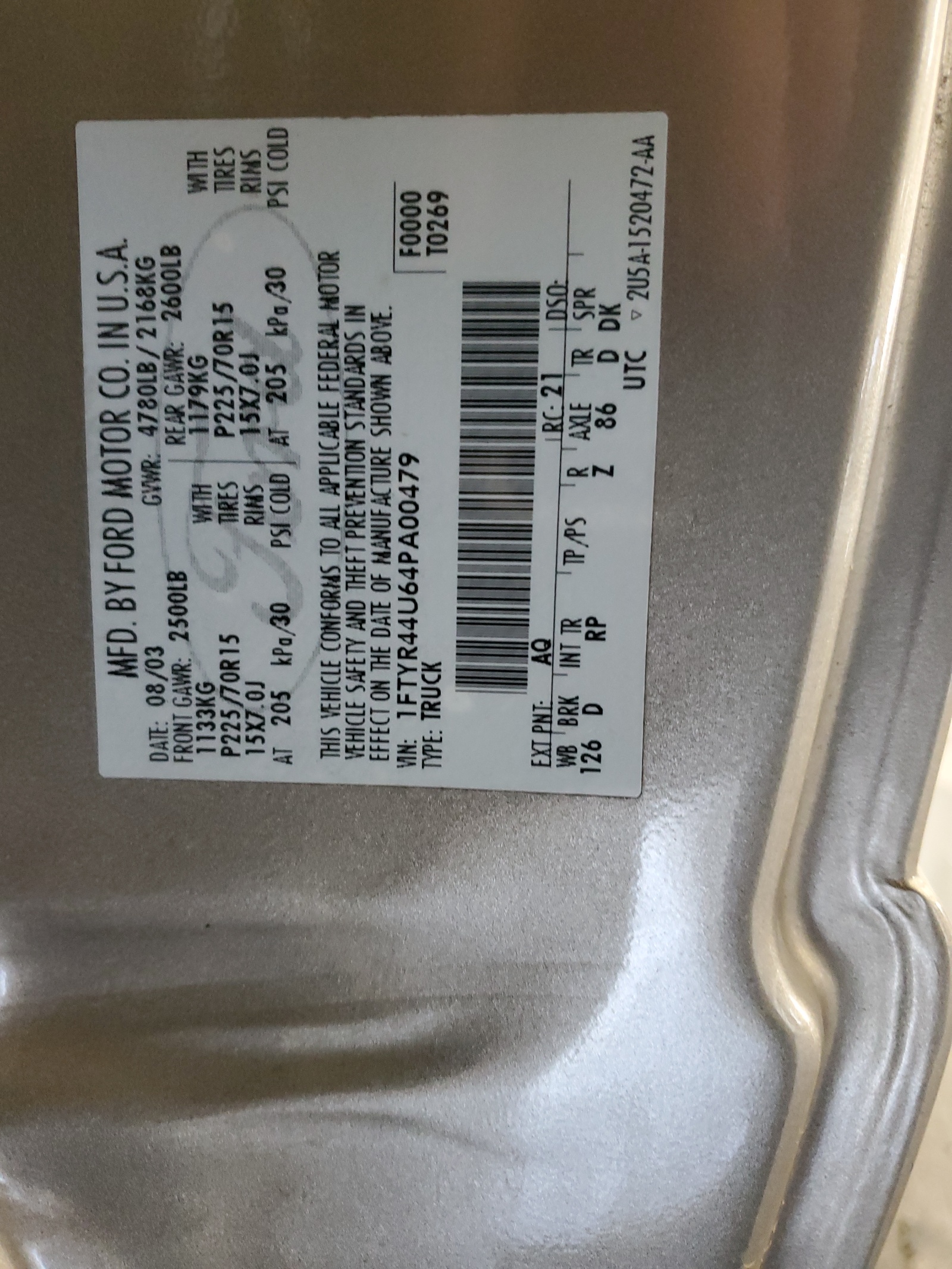 1FTYR44U64PA00479 2004 Ford Ranger Super Cab