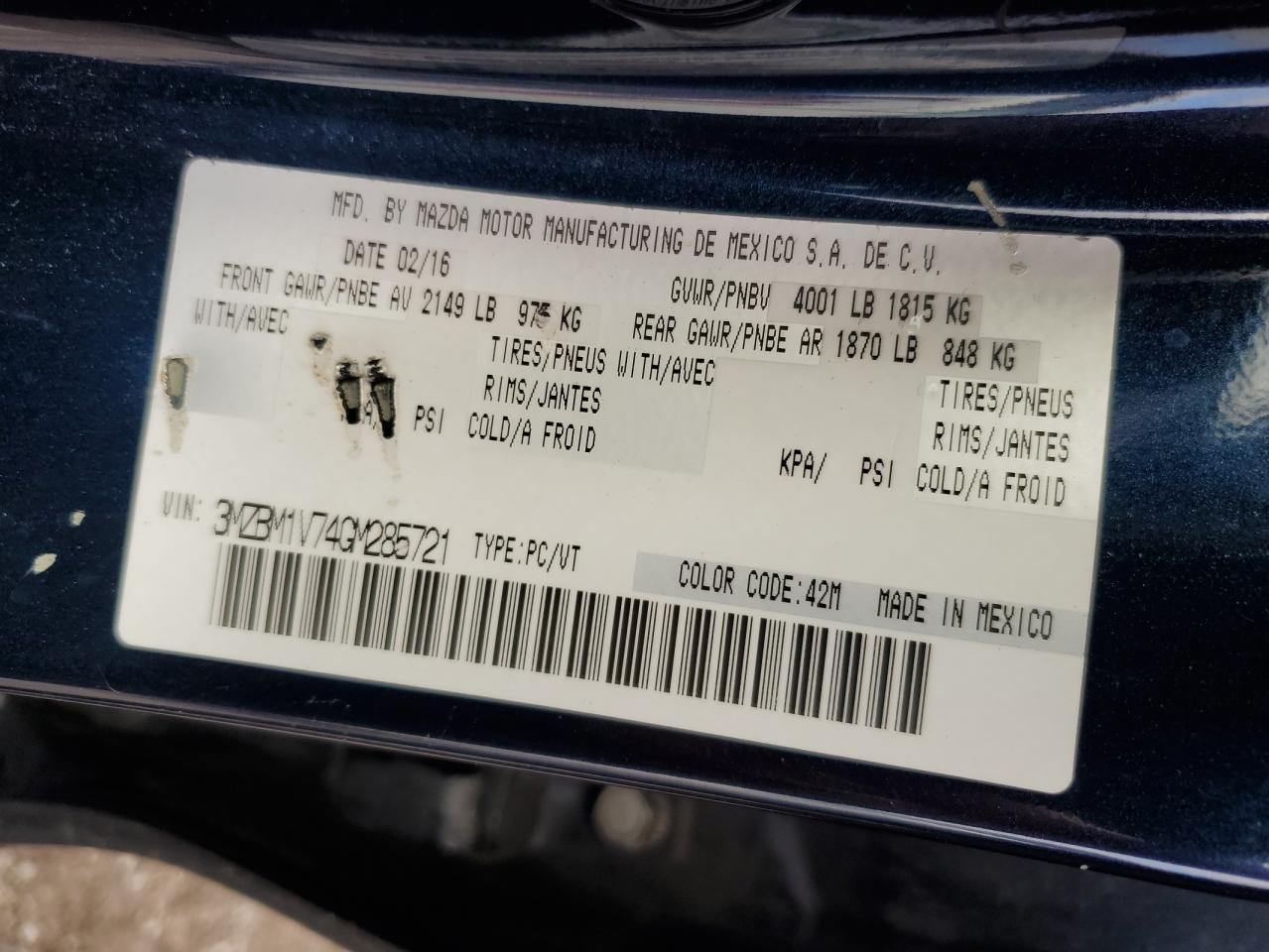 2016 Mazda 3 Touring VIN: 3MZBM1V74GM285721 Lot: 62236084