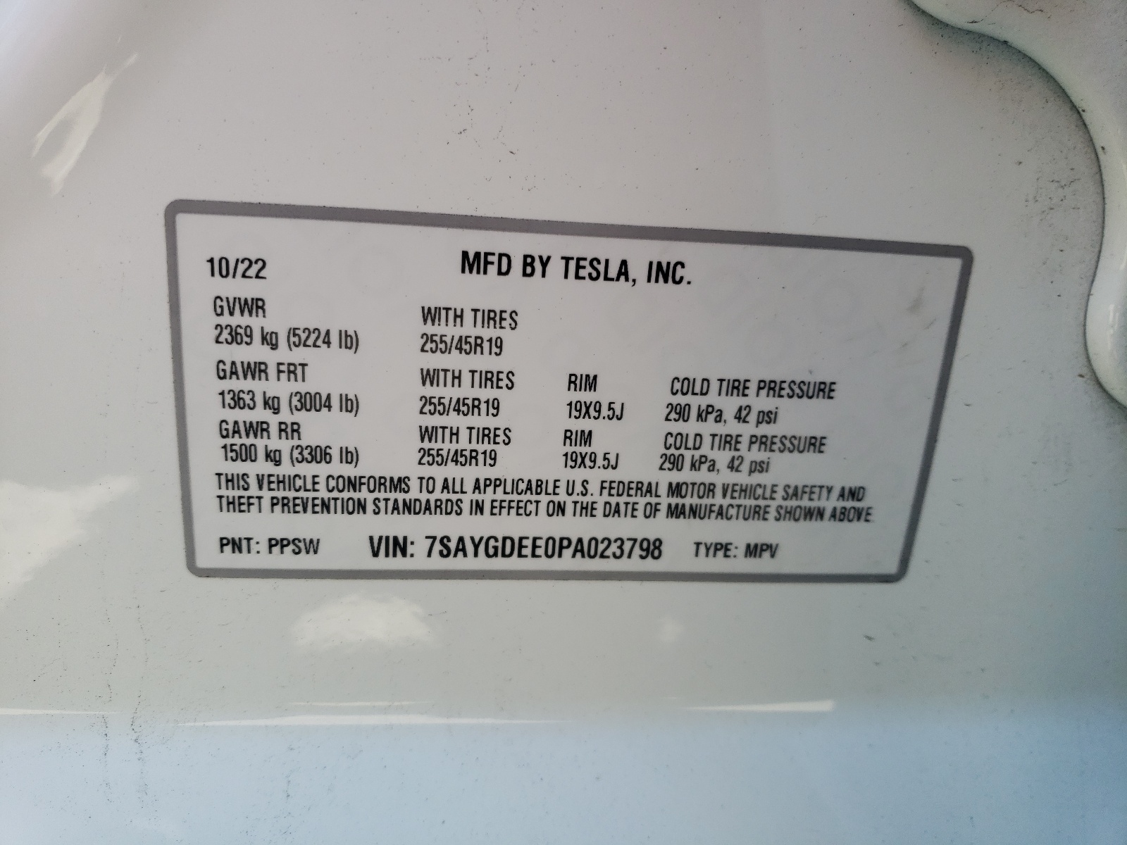 7SAYGDEE0PA023798 2023 Tesla Model Y