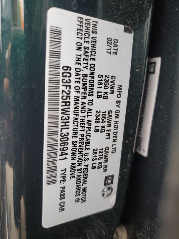 2017 Chevrolet Ss VIN: 6G3F25RW3HL306941 Lot: 63318714