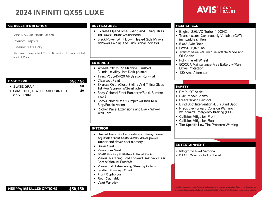 2024 Infiniti Qx55 Luxe vin: 3PCAJ5JR5RF106759