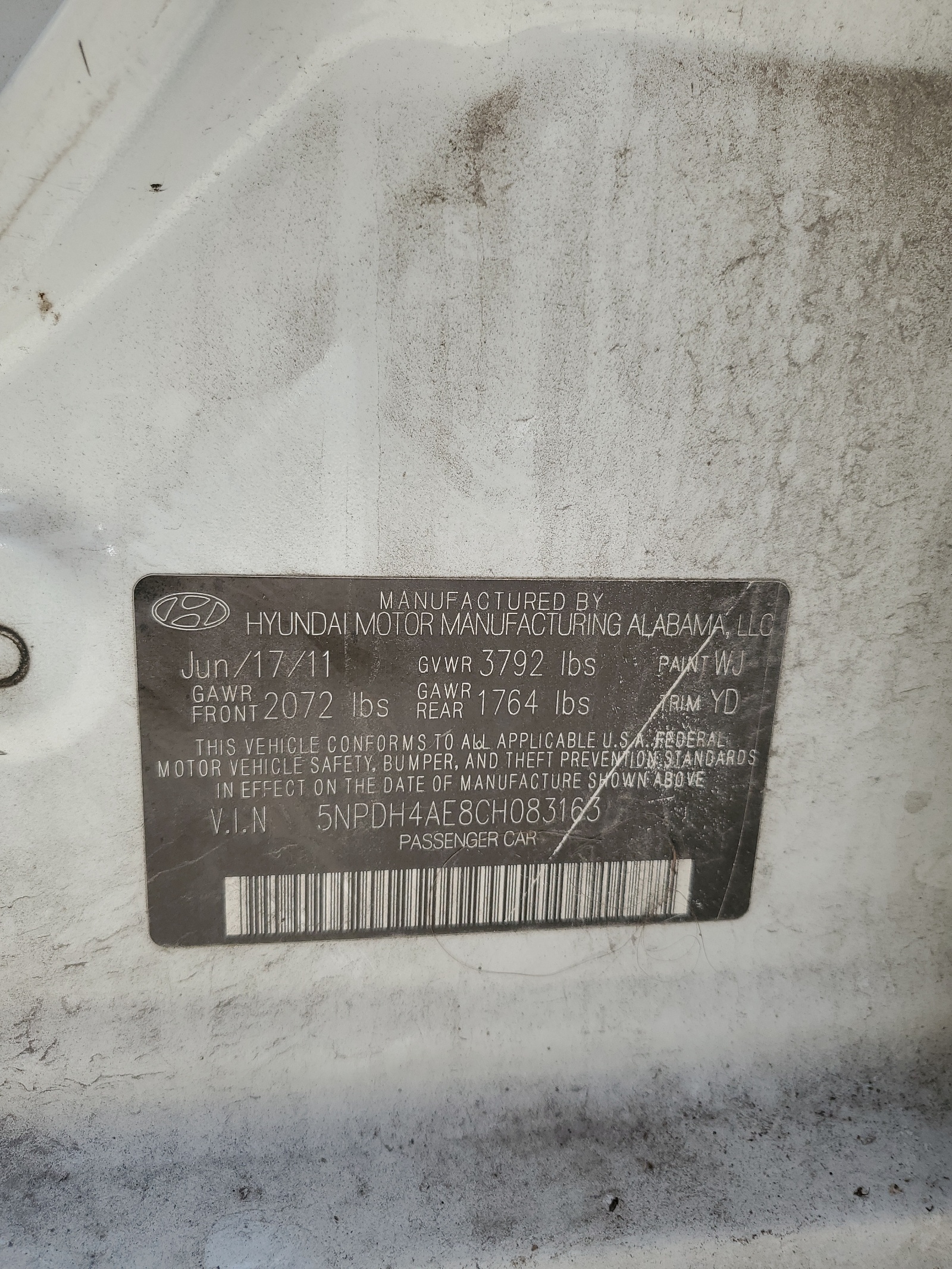 5NPDH4AE8CH083163 2012 Hyundai Elantra Gls