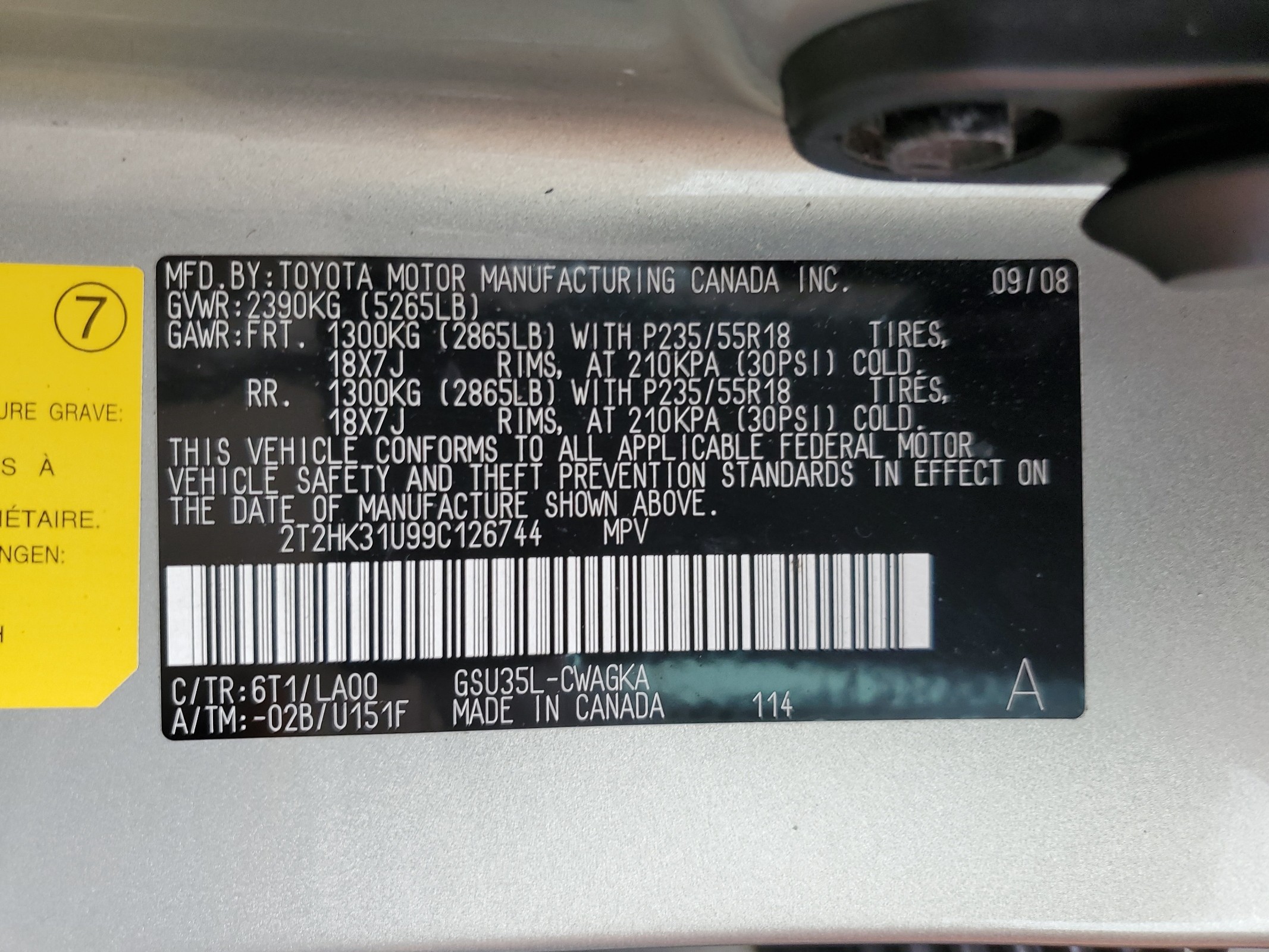 2T2HK31U99C126744 2009 Lexus Rx 350