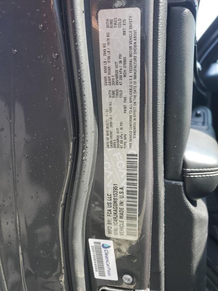 2021 Jeep Grand Cherokee L Laredo VIN: 1C4RJKAG0M8153951 Lot: 61280834