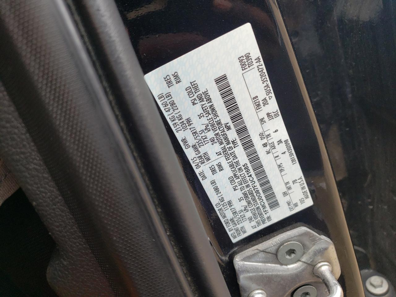 2015 Ford Escape Se VIN: 1FMCU0G97FUC41685 Lot: 65344784