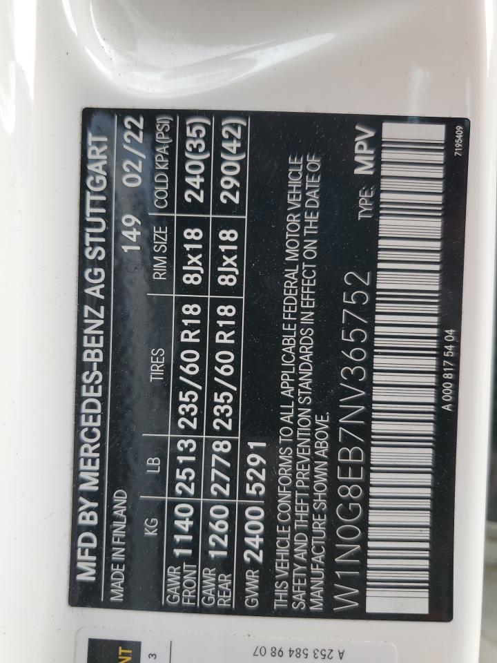 2022 Mercedes-Benz Glc 300 4Matic VIN: W1N0G8EB7NV365752 Lot: 63115804