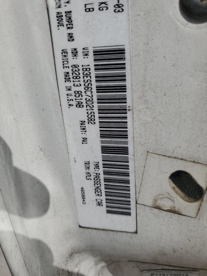 2003 Dodge Neon Sxt VIN: 1B3ES56C73D215582 Lot: 63654654