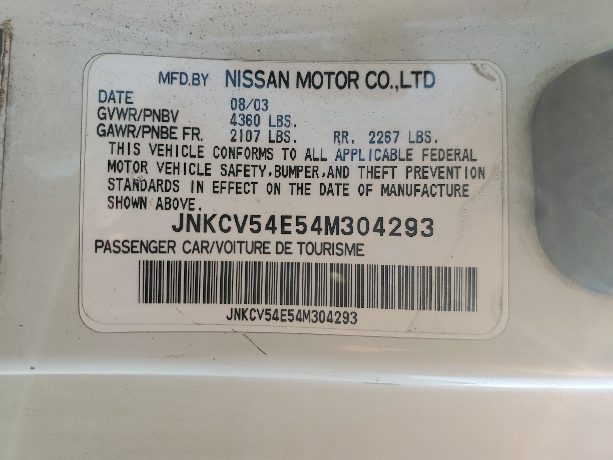 JNKCV54E54M304293 2004 Infiniti G35