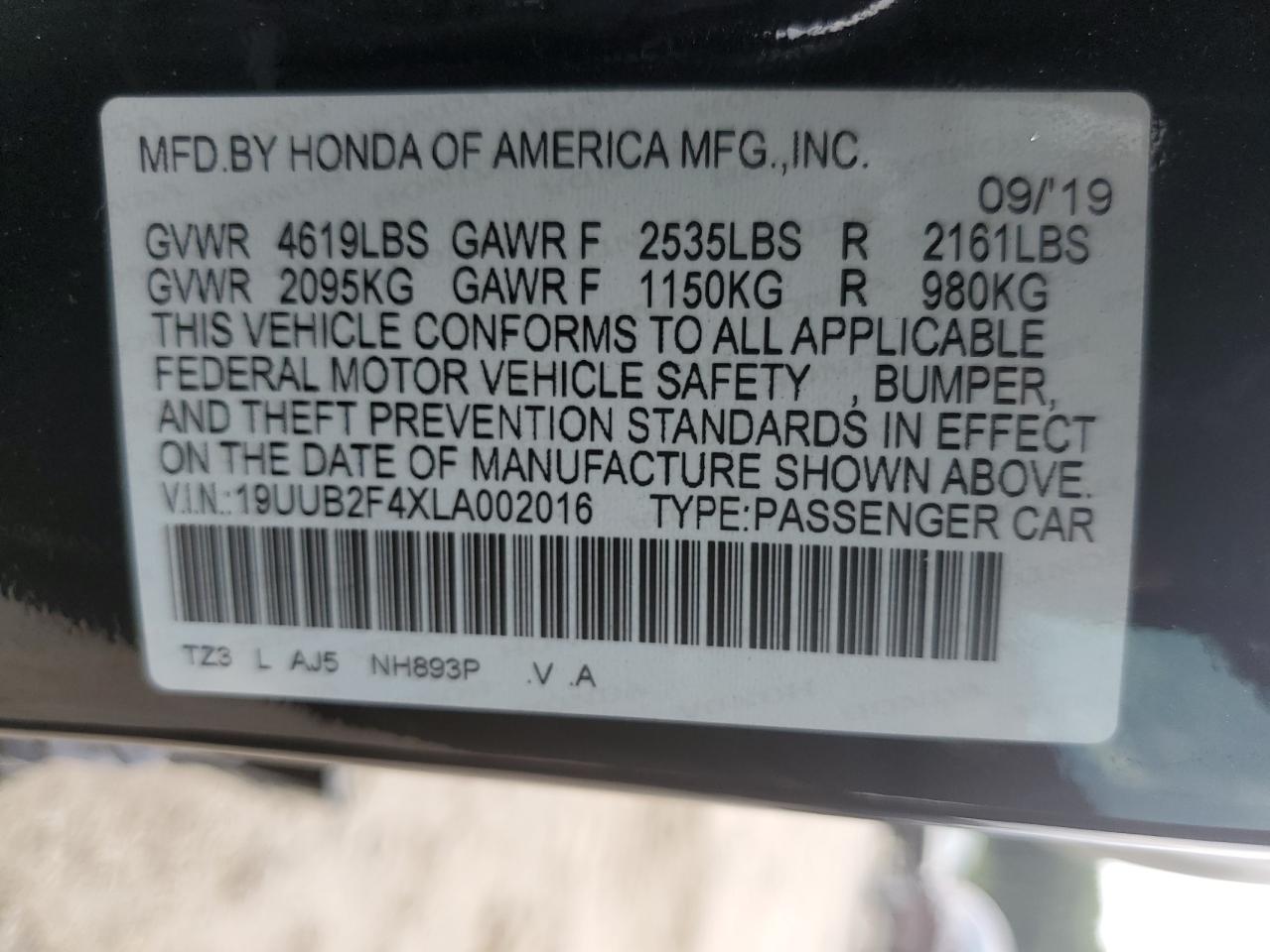 2020 Acura Tlx Technology VIN: 19UUB2F4XLA002016 Lot: 60993174