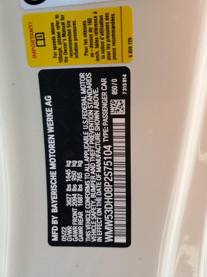2023 Mini Cooper S VIN: WMW53DH08P2S75104 Lot: 63180004