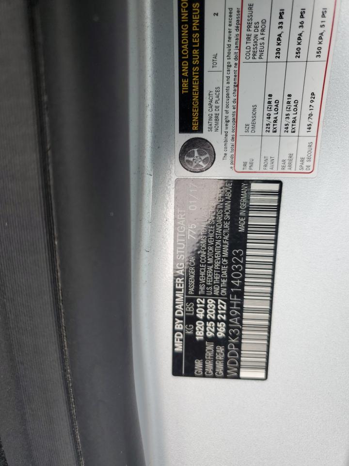 2017 Mercedes-Benz Slc 300 VIN: WDDPK3JA9HF140323 Lot: 64449674