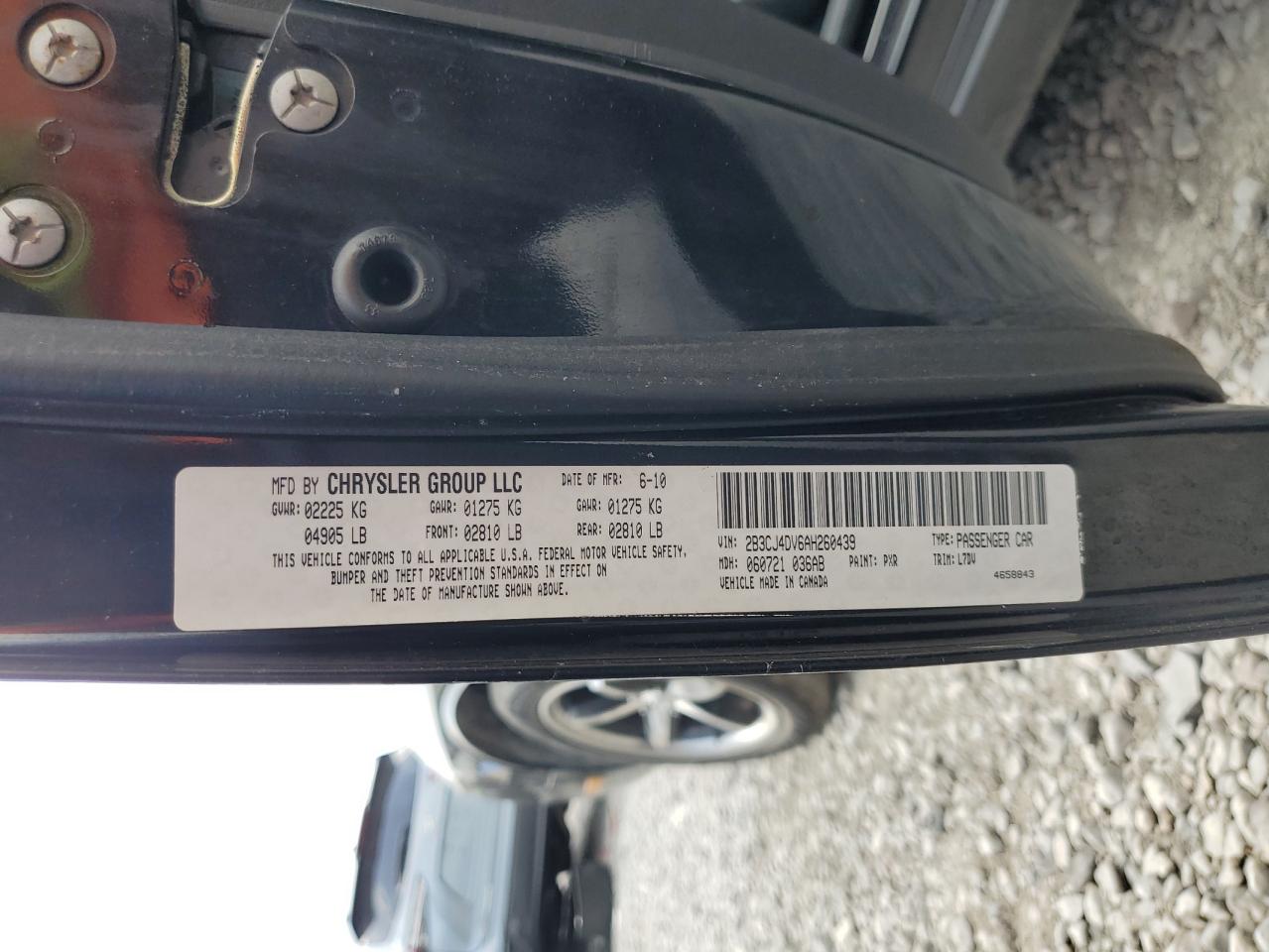 2010 Dodge Challenger Se VIN: 2B3CJ4DV6AH260439 Lot: 62049484