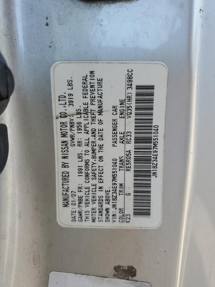 2007 Nissan 350Z Coupe VIN: JN1BZ34E97M551040 Lot: 62914464