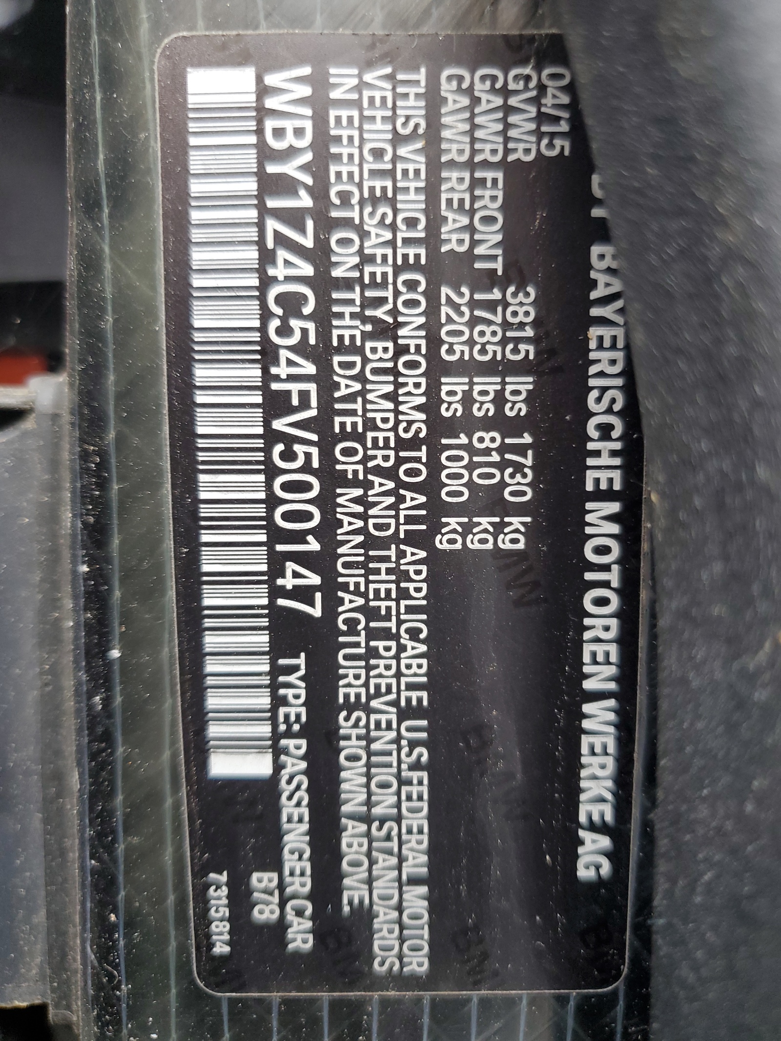 WBY1Z4C54FV500147 2015 BMW I3 Rex