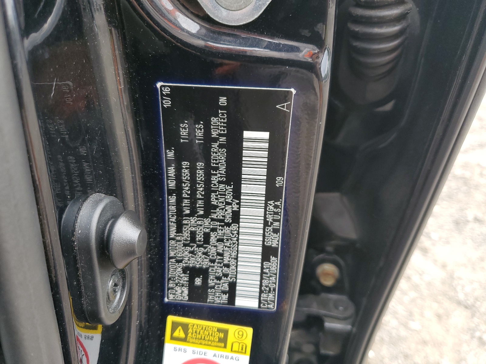 5TDDKRFH6GS345490 2016 Toyota Highlander Limited