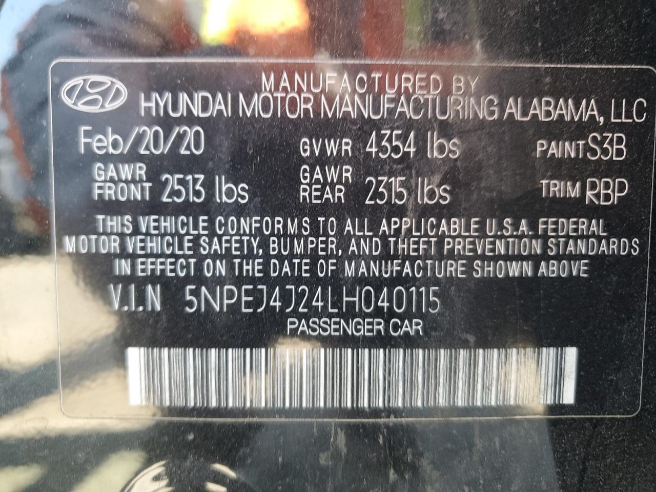 2020 Hyundai Sonata Sel Plus VIN: 5NPEJ4J24LH040115 Lot: 65247164