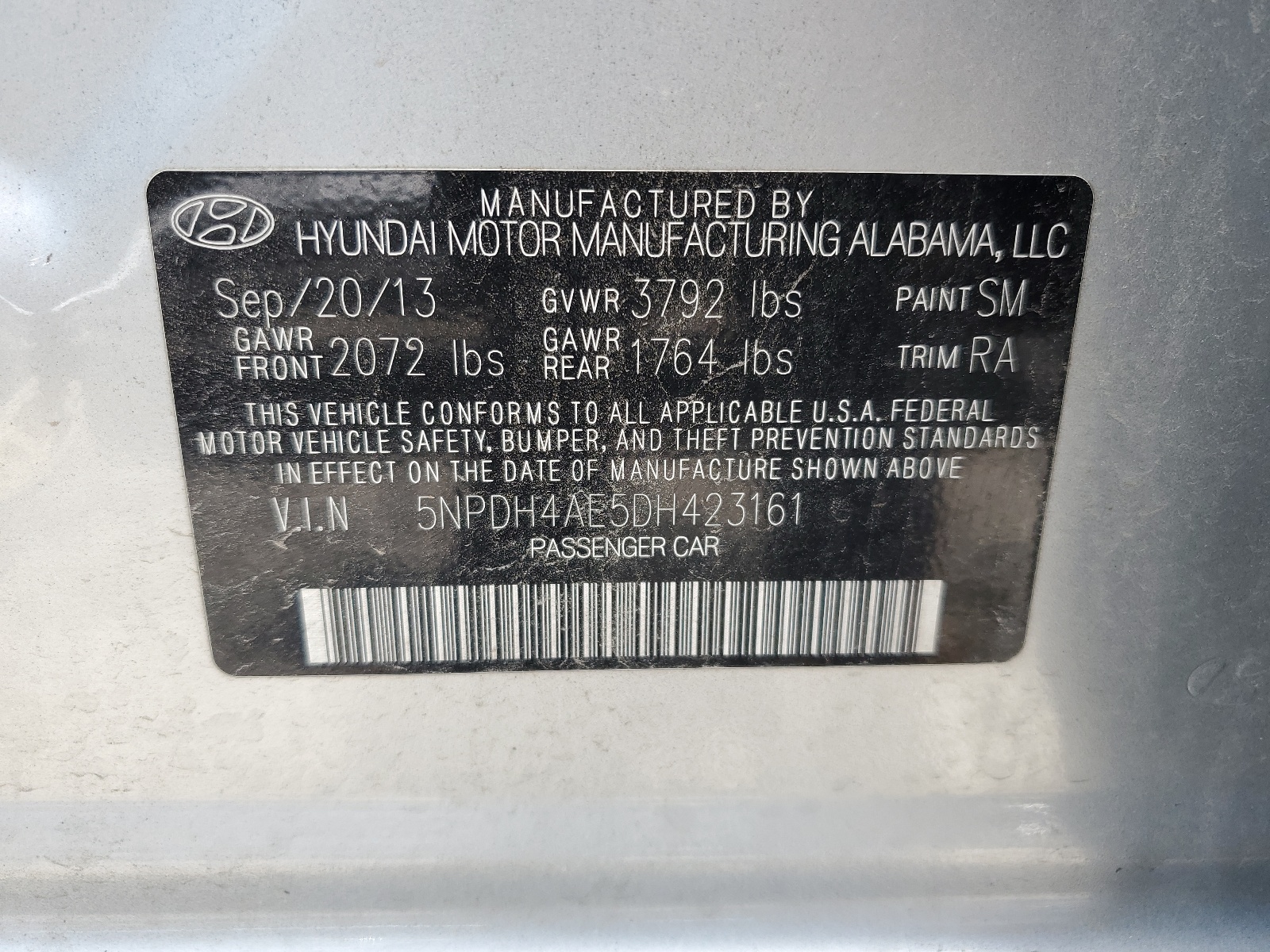 5NPDH4AE5DH423161 2013 Hyundai Elantra Gls