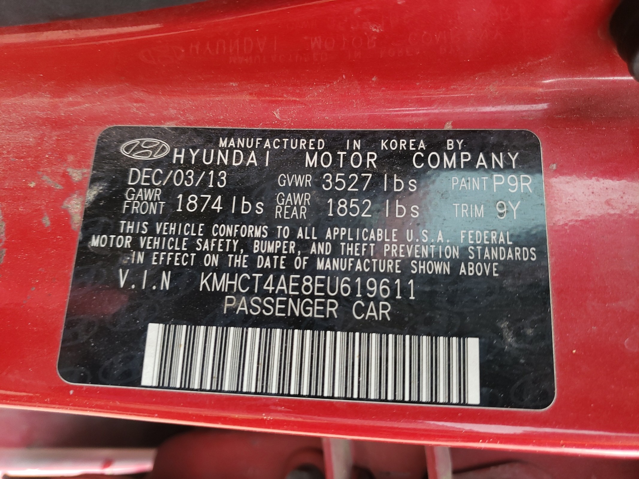 KMHCT4AE8EU619611 2014 Hyundai Accent Gls