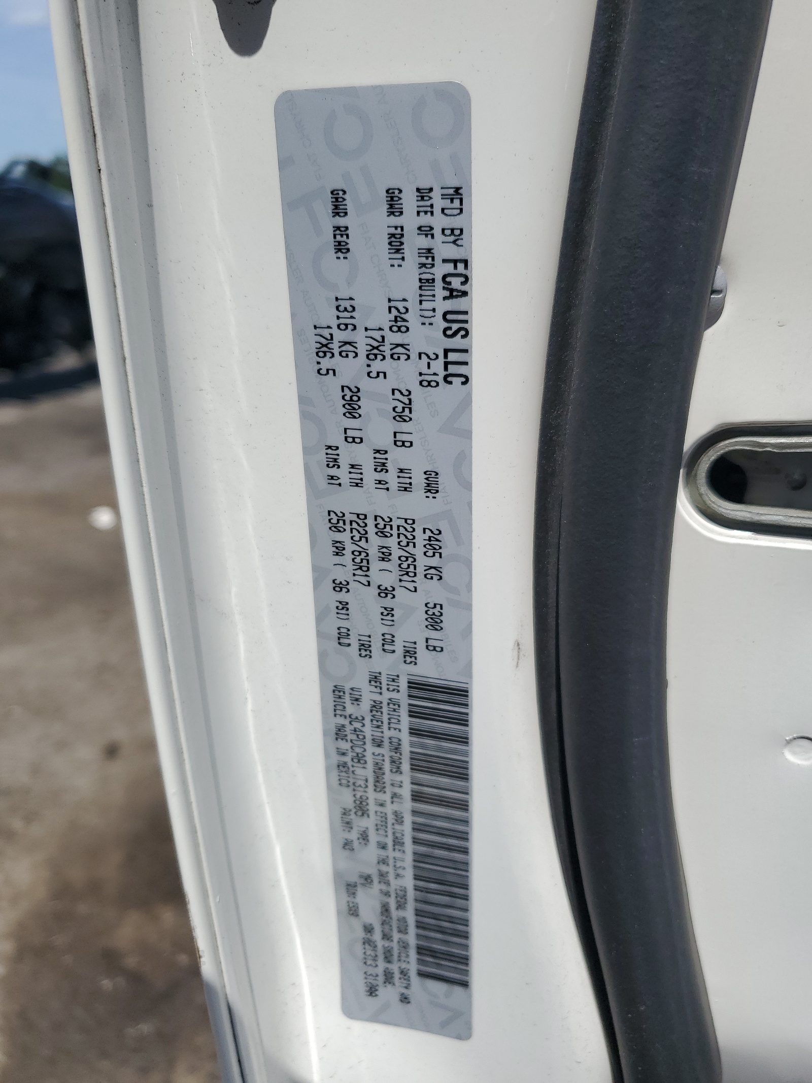 3C4PDCAB1JT319805 2018 Dodge Journey Se