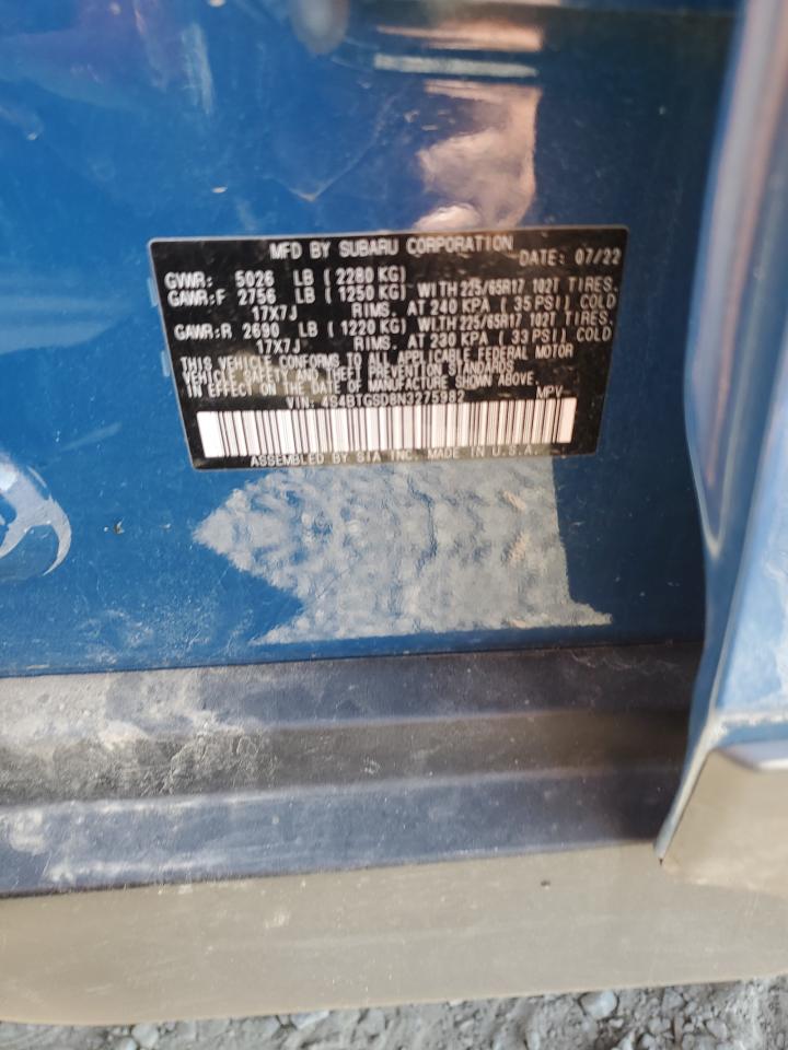 2022 Subaru Outback Wilderness VIN: 4S4BTGSD8N3275982 Lot: 61339164