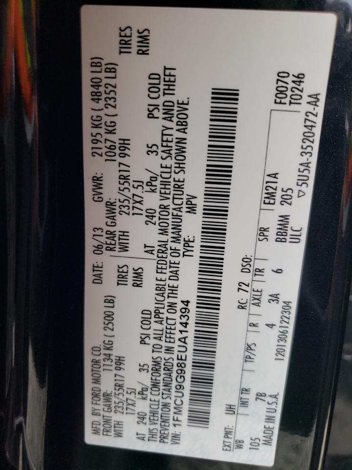 2014 Ford Escape Se VIN: 1FMCU9G98EUA14394 Lot: 64408054