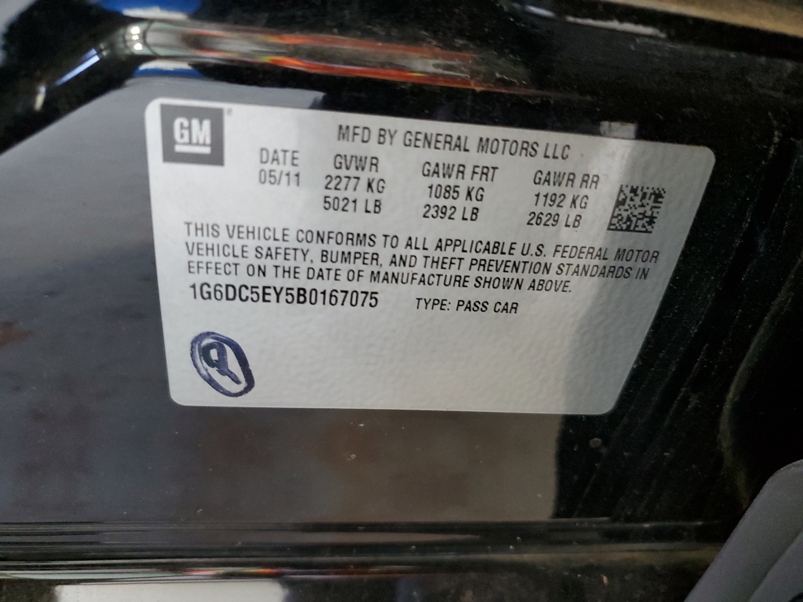 1G6DC5EY5B0167075 2011 Cadillac Cts