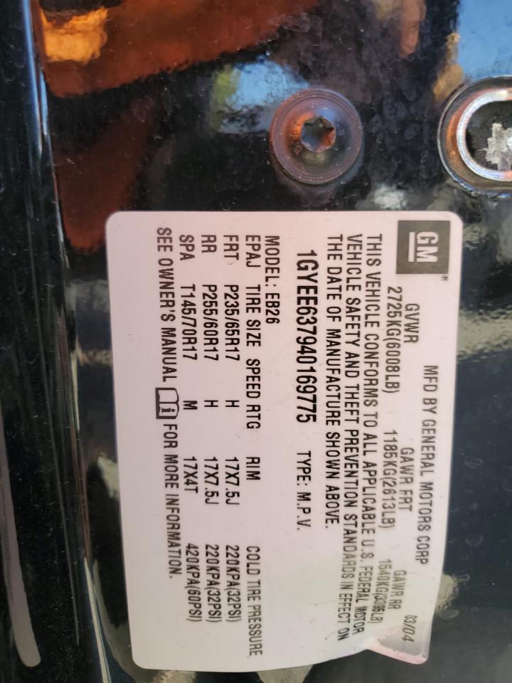 2004 Cadillac Srx VIN: 1GYEE637940169775 Lot: 65086914