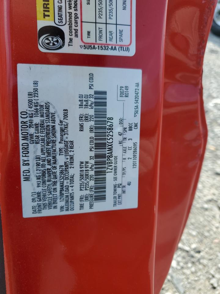 2012 Ford Mustang VIN: 1ZVBP8AMXC5258678 Lot: 63117474