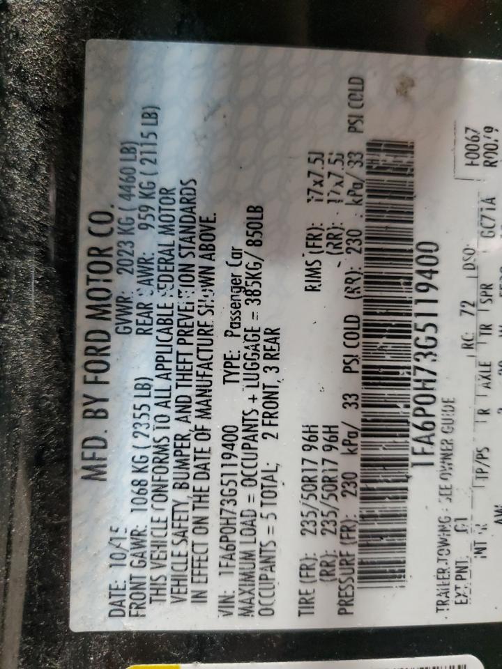 2016 Ford Fusion Se VIN: 1FA6P0H73G5119400 Lot: 63328654