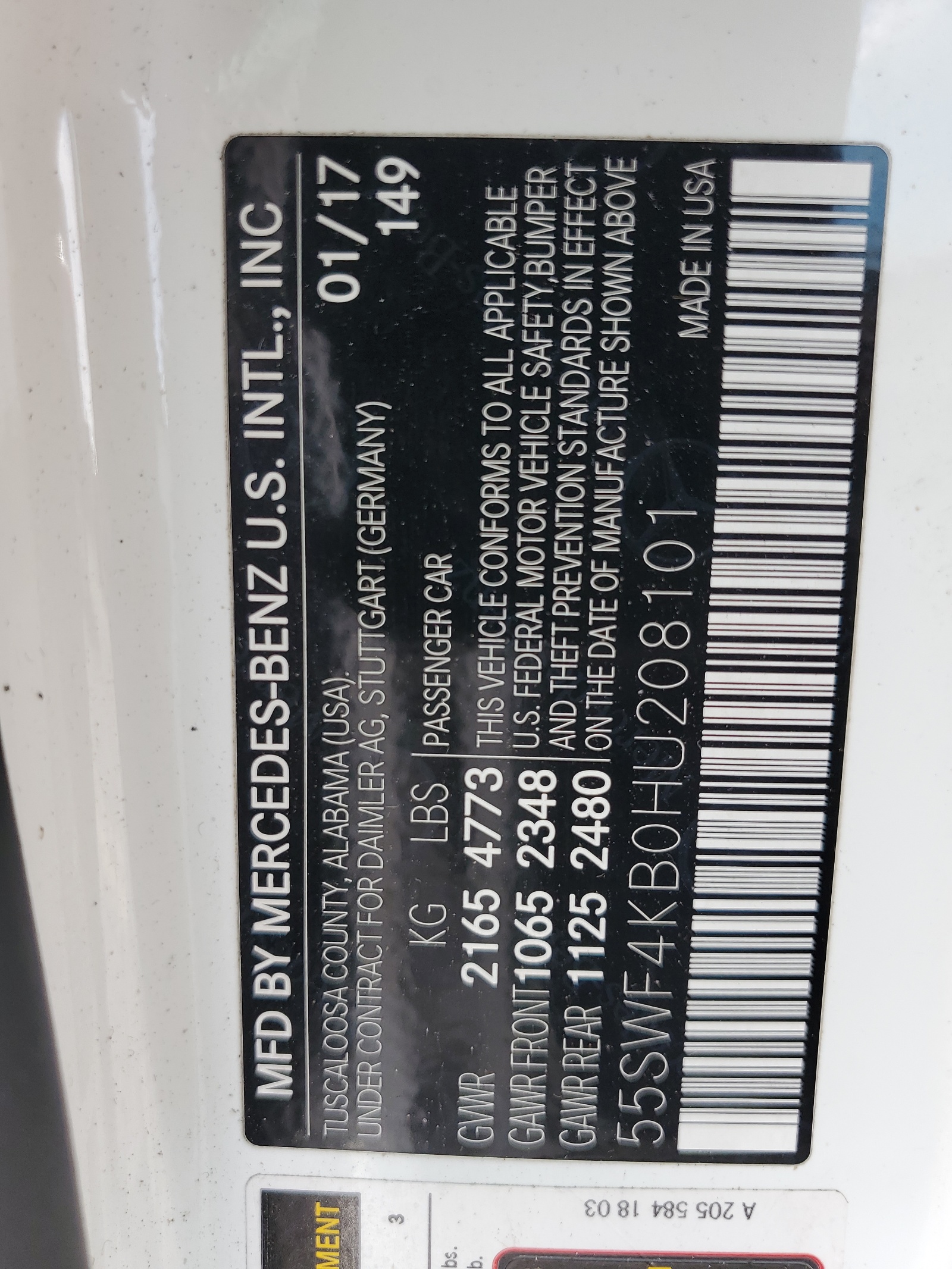 55SWF4KB0HU208101 2017 Mercedes-Benz C 300 4Matic