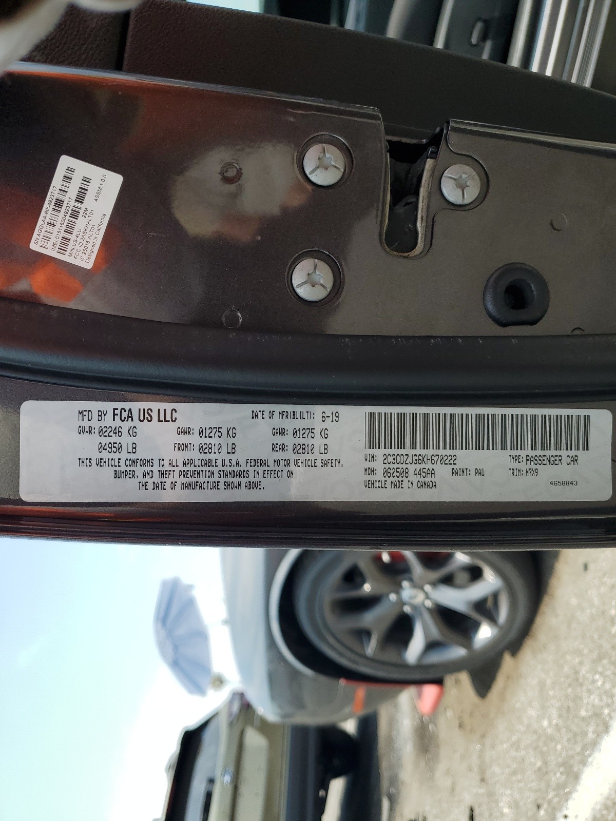 2C3CDZJG6KH670222 2019 Dodge Challenger Gt