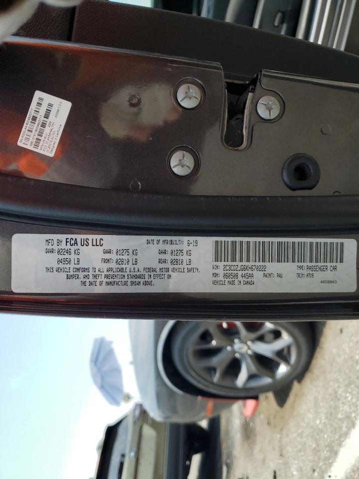 2019 Dodge Challenger Gt VIN: 2C3CDZJG6KH670222 Lot: 62712414