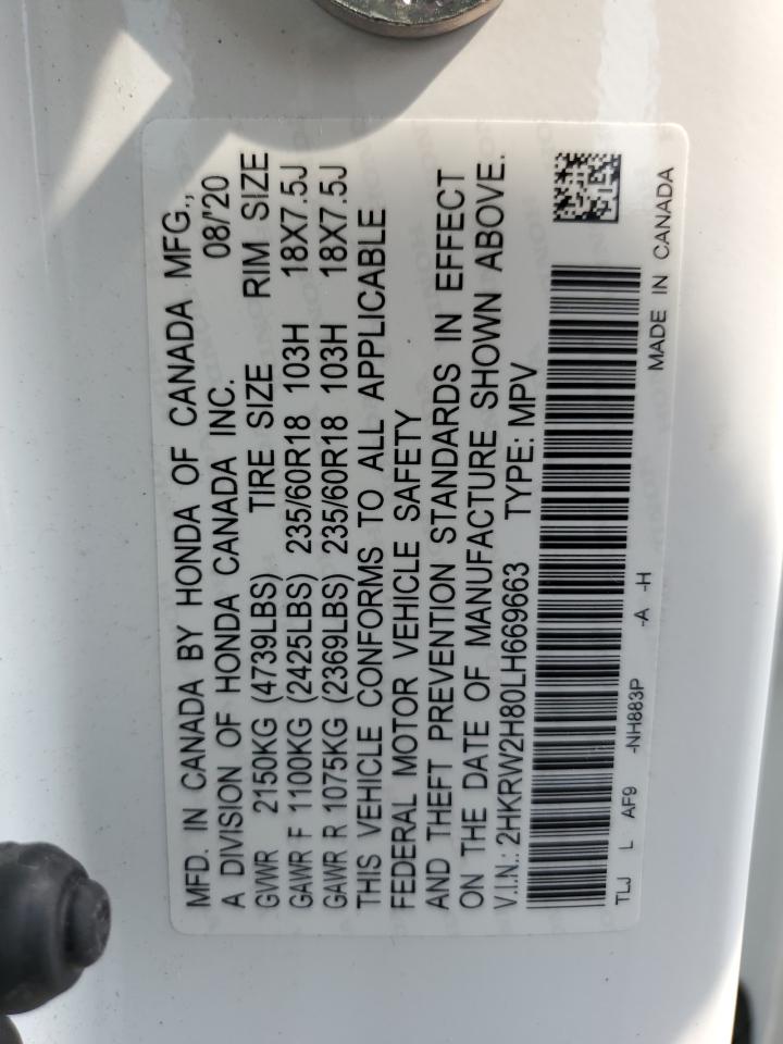 2020 Honda Cr-V Exl VIN: 2HKRW2H80LH669663 Lot: 61944714