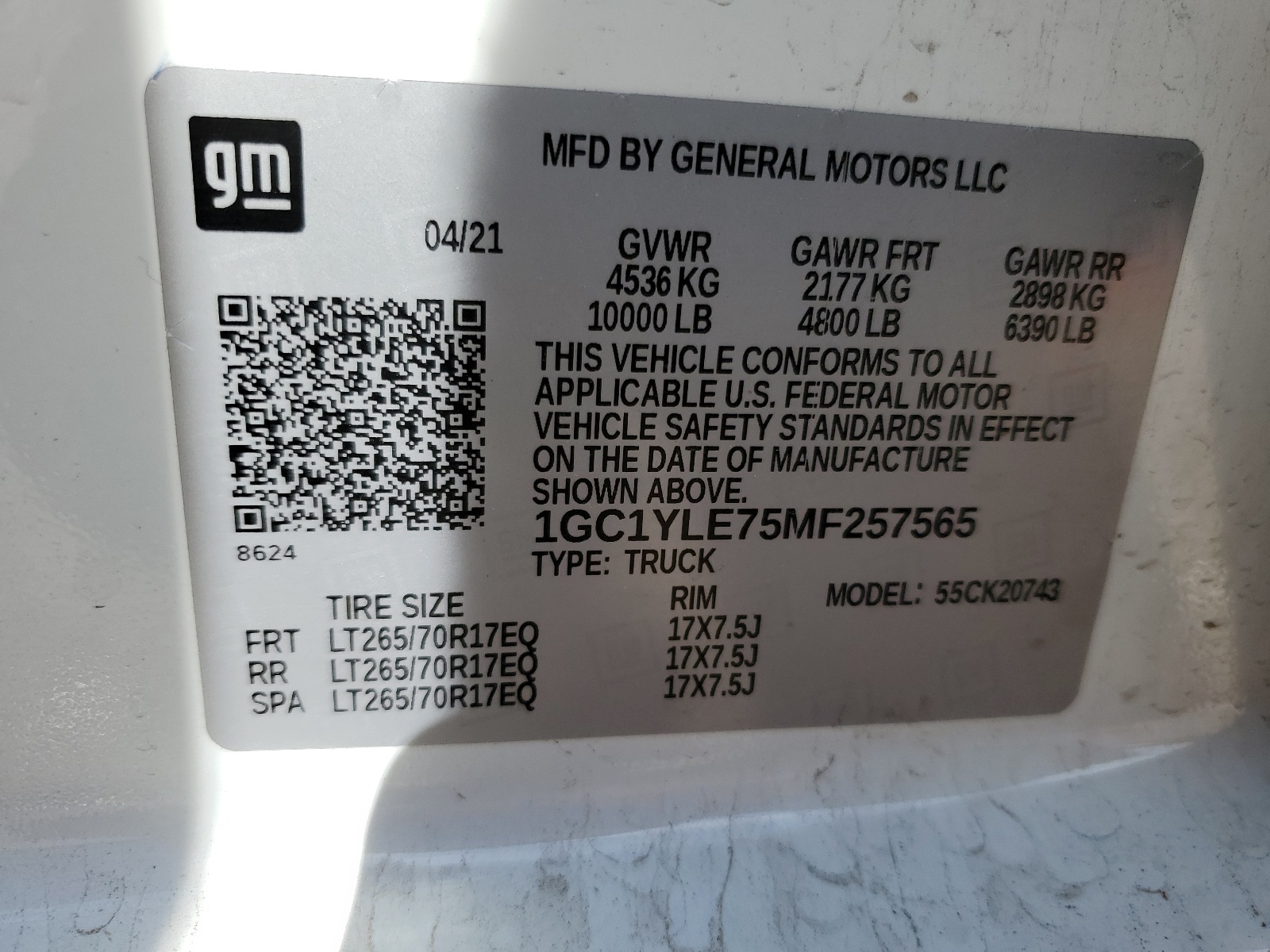 1GC1YLE75MF257565 2021 Chevrolet Silverado K2500 Heavy Duty