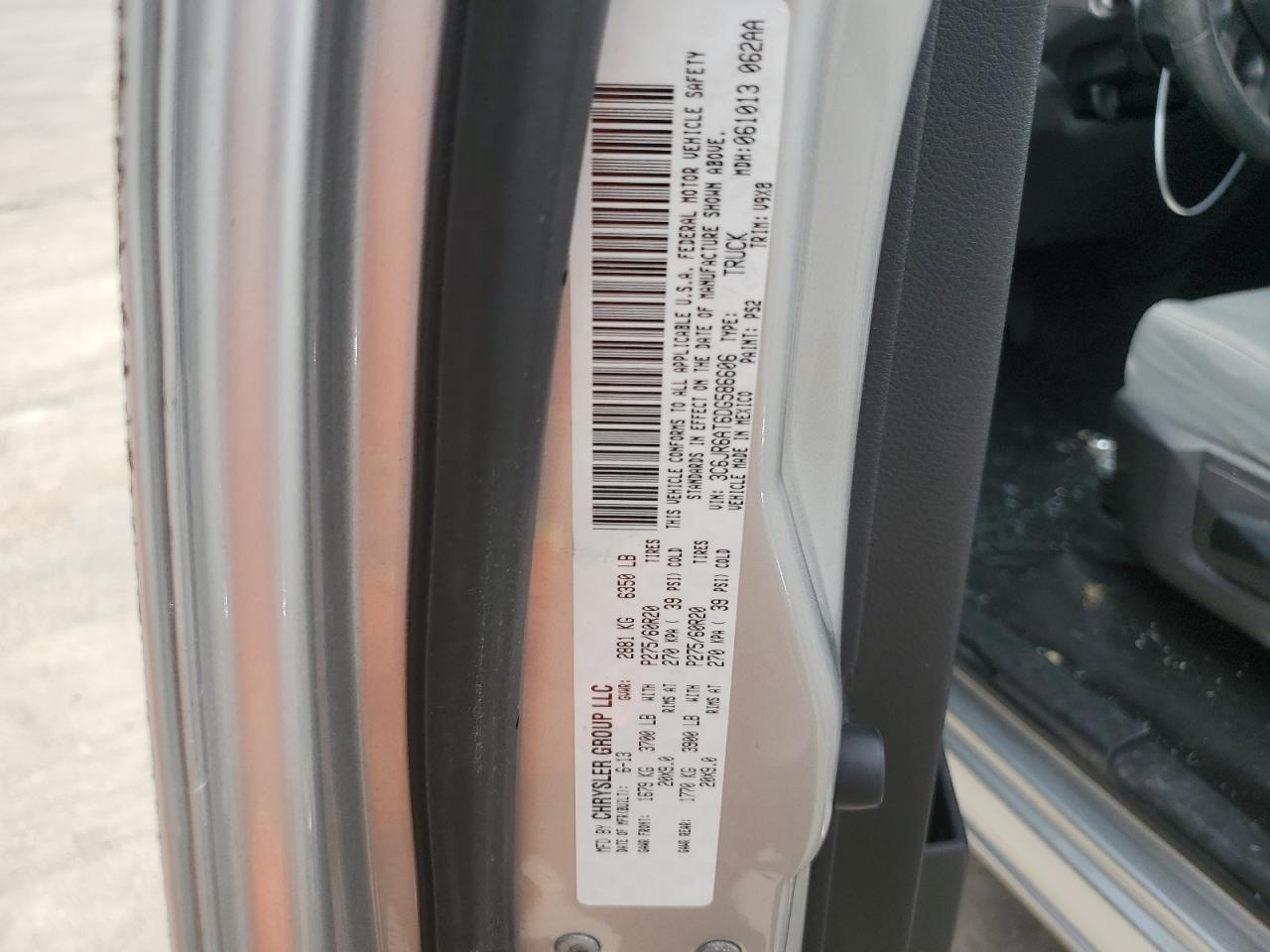 2013 Ram 1500 St VIN: 3C6JR6AT6DG586606 Lot: 62286634