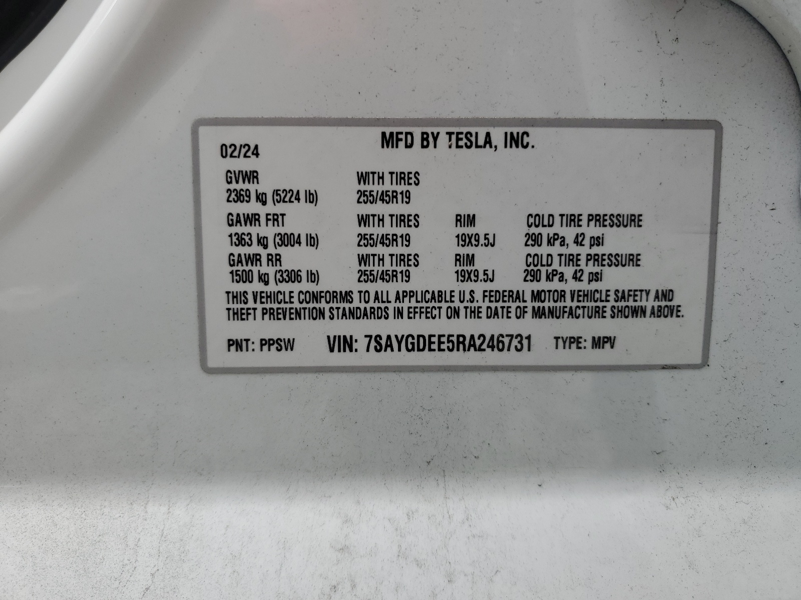 7SAYGDEE5RA246731 2024 Tesla Model Y