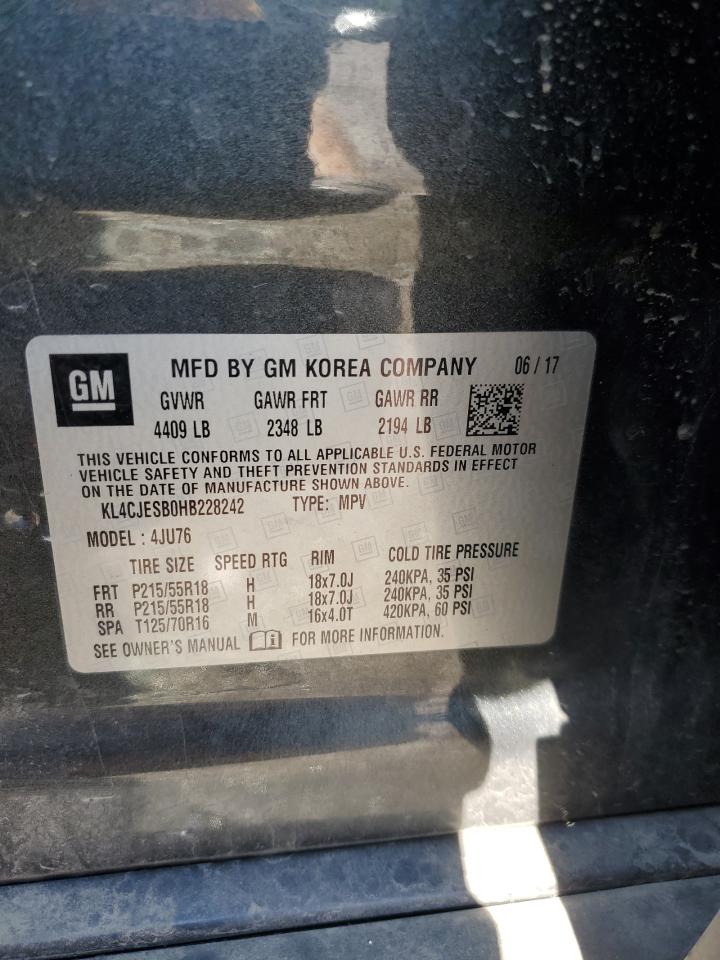 2017 Buick Encore Preferred VIN: KL4CJESB0HB228242 Lot: 63963264