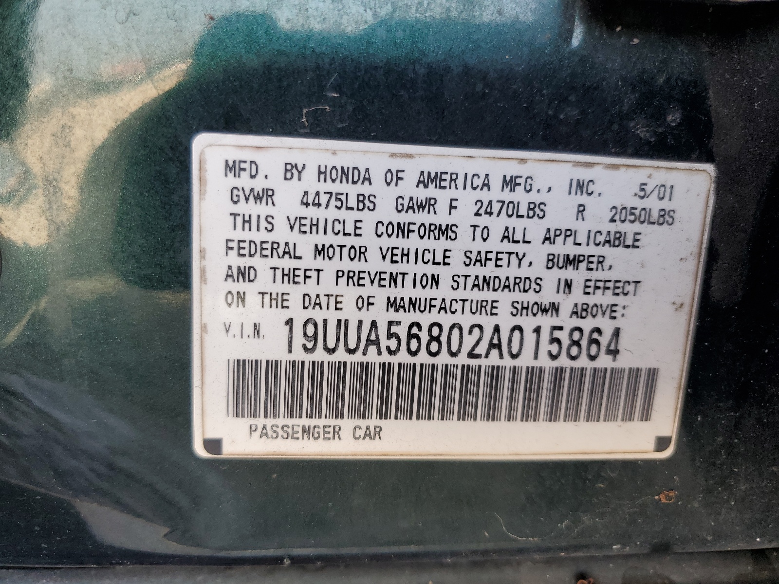 19UUA56802A015864 2002 Acura 3.2Tl Type-S