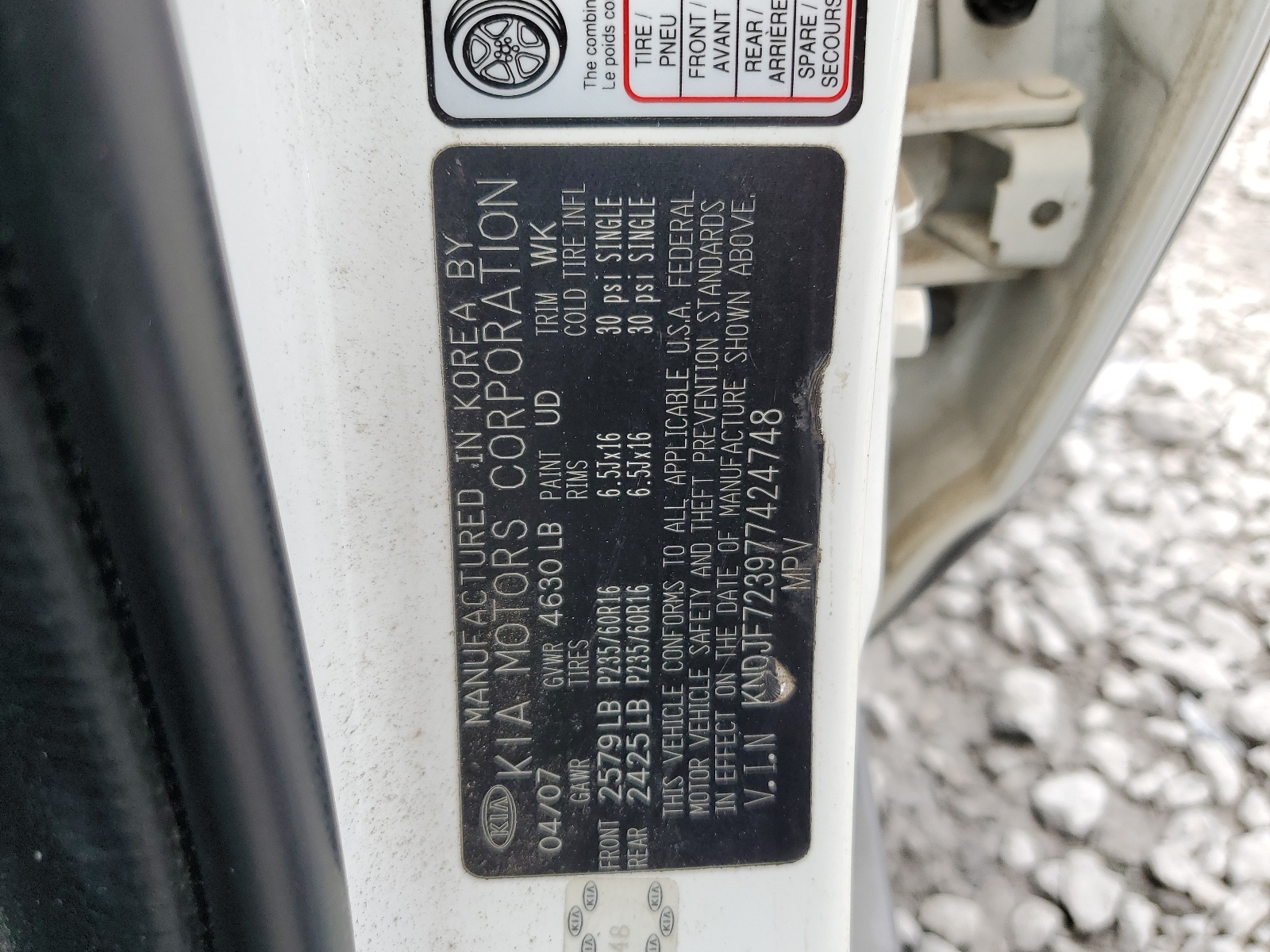 KNDJF723977424748 2007 Kia Sportage Ex