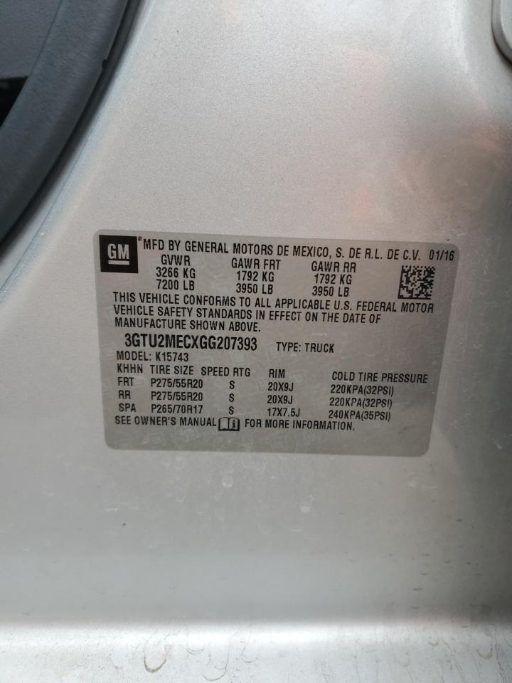 3GTU2MECXGG207393 2016 GMC Sierra K1500 Sle