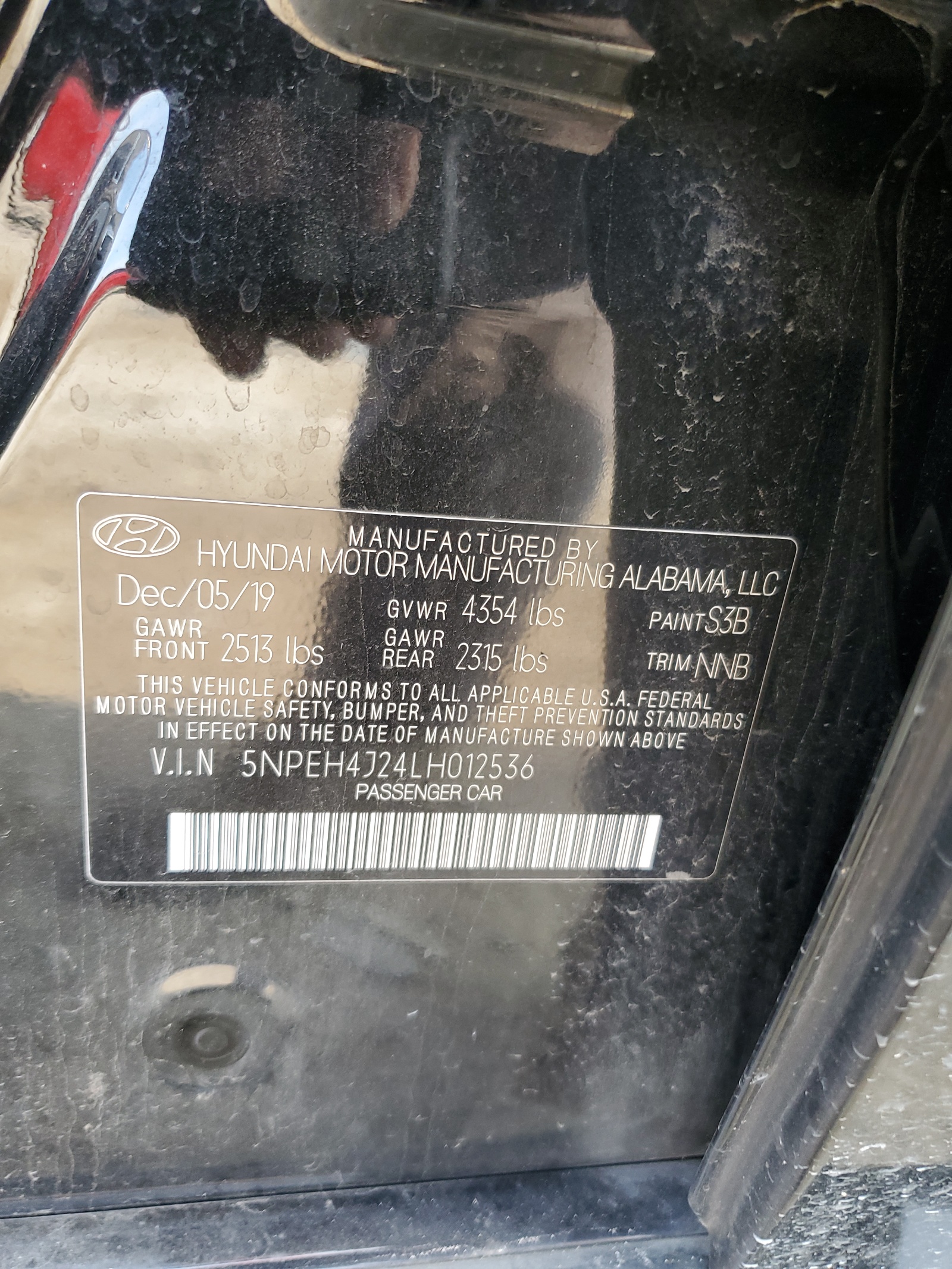 5NPEH4J24LH012536 2020 Hyundai Sonata Limited