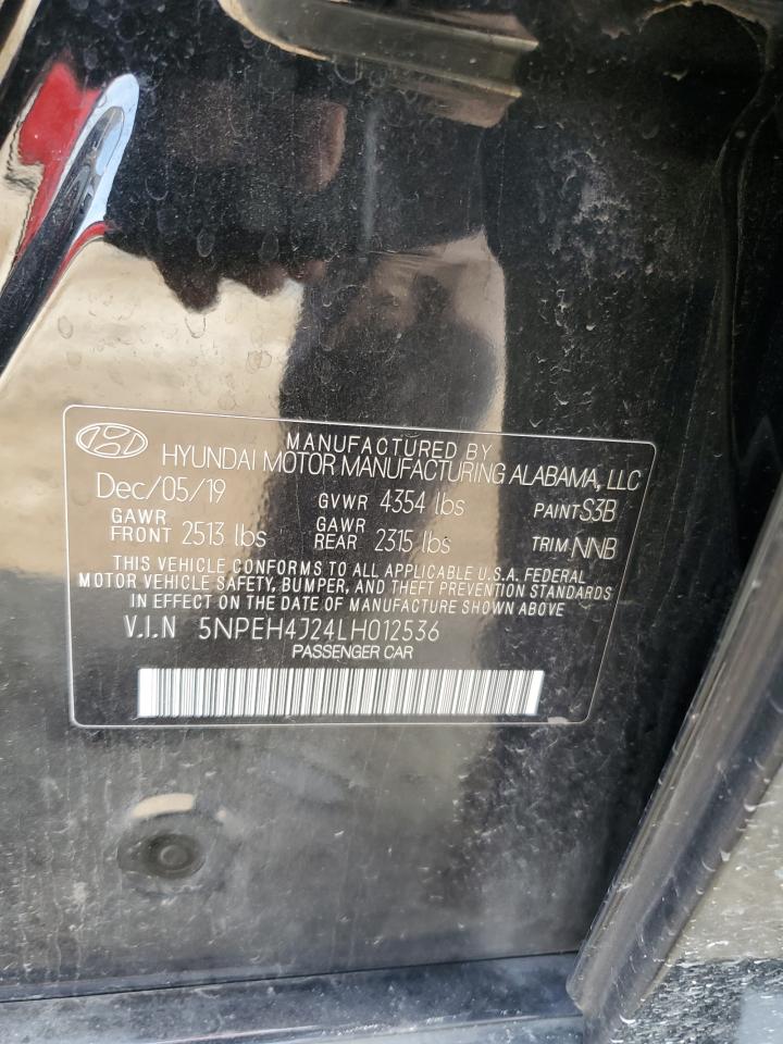 2020 Hyundai Sonata Limited VIN: 5NPEH4J24LH012536 Lot: 64770924