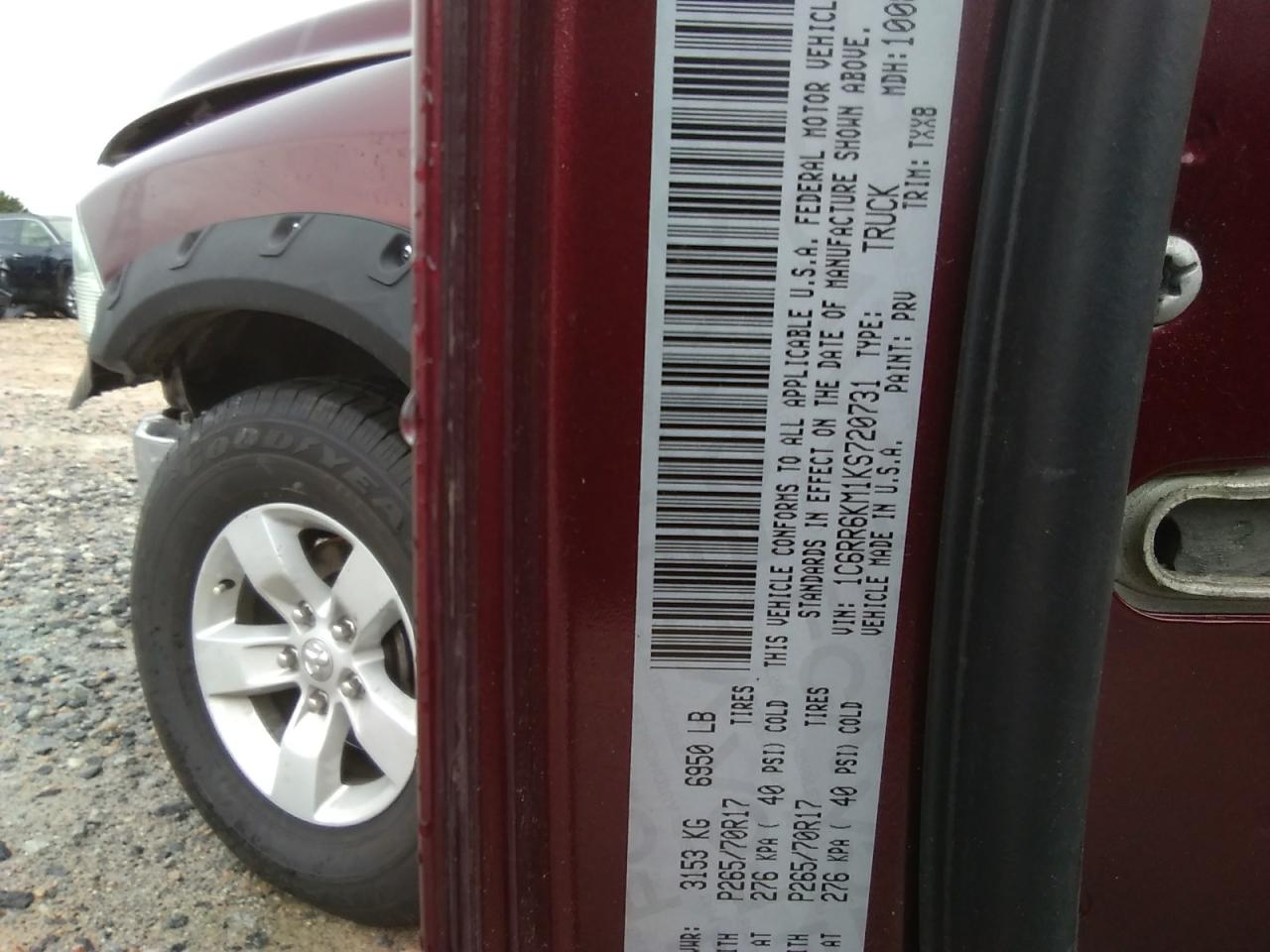 2019 Ram 1500 Classic Tradesman VIN: 1C6RR6KM1KS720731 Lot: 64883394