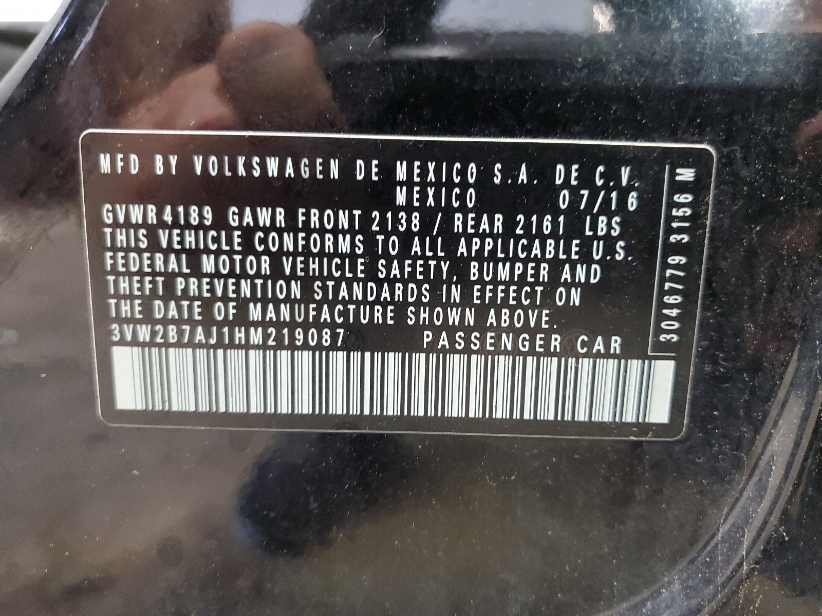 3VW2B7AJ1HM219087 2017 Volkswagen Jetta S