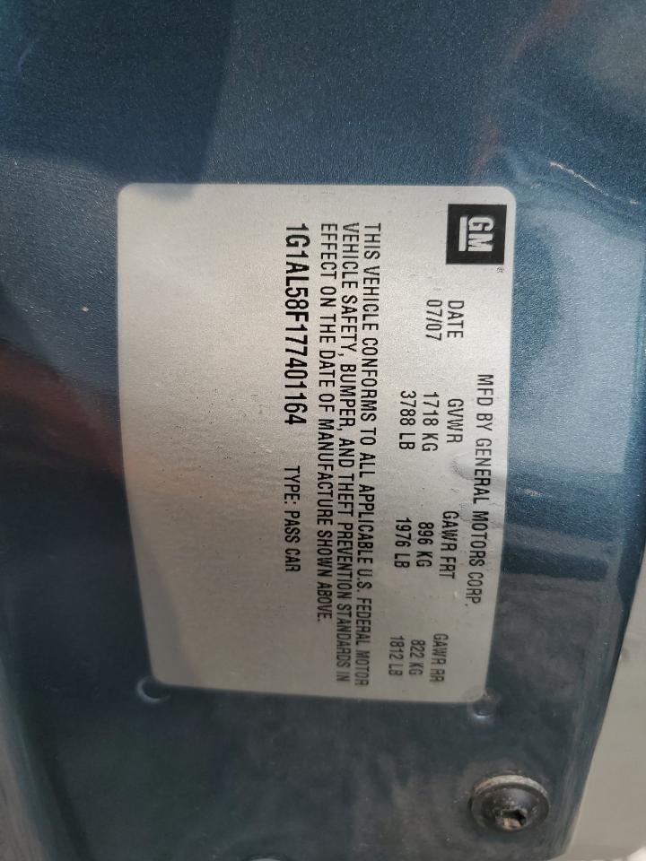 2007 Chevrolet Cobalt Lt VIN: 1G1AL58F177401164 Lot: 63130184