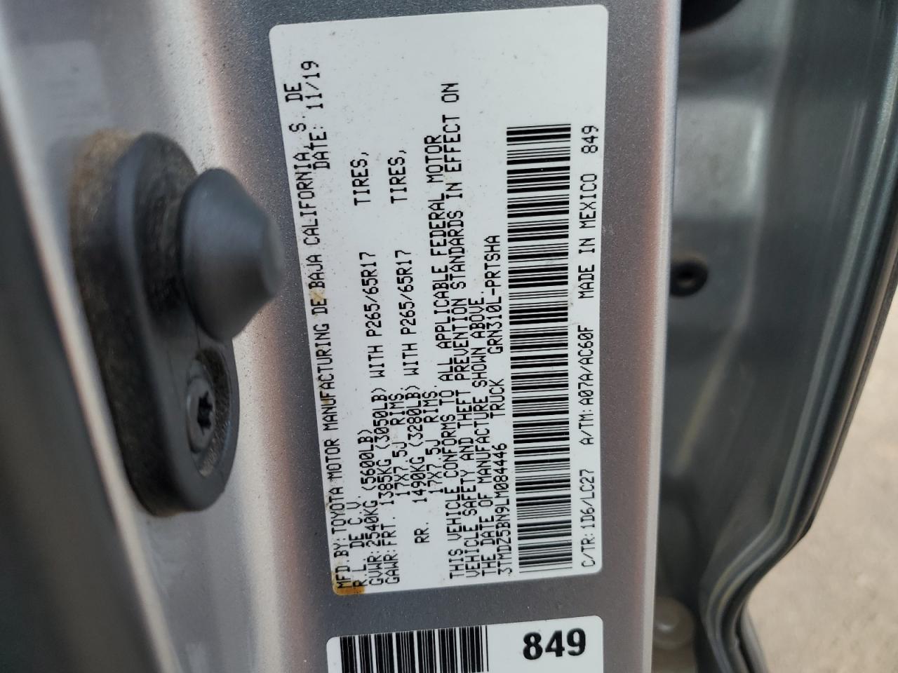 2020 Toyota Tacoma Double Cab VIN: 3TMDZ5BN9LM084446 Lot: 64231774