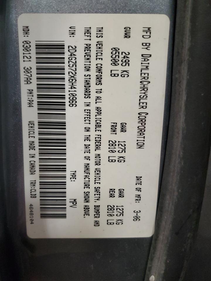 2006 Dodge Magnum R/T VIN: 2D4GZ572X6H410966 Lot: 63212694